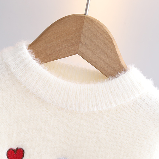 女童毛衣冬季加绒加厚针织衫新款儿童白色打底衫中大童毛线衣