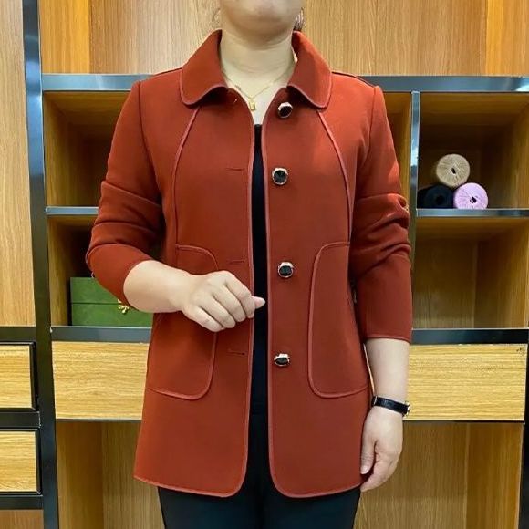 Middle-aged and elderly women's autumn high-end suits 40-50 fashionable mother's wear mid-length temperament versatile suit thin jacket