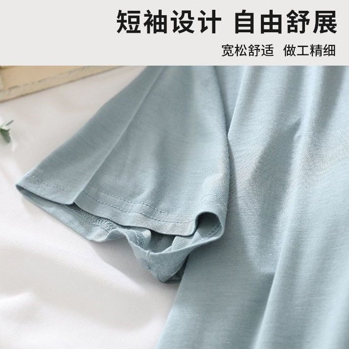 Modal nightdress with chest pad women's summer thin section loose short-sleeved home mid-length skirt without bra 2022 new