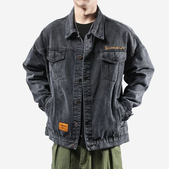 Denim jacket male students Korean style men's jacket jacket male spring and autumn trend handsome loose gown denim clothes