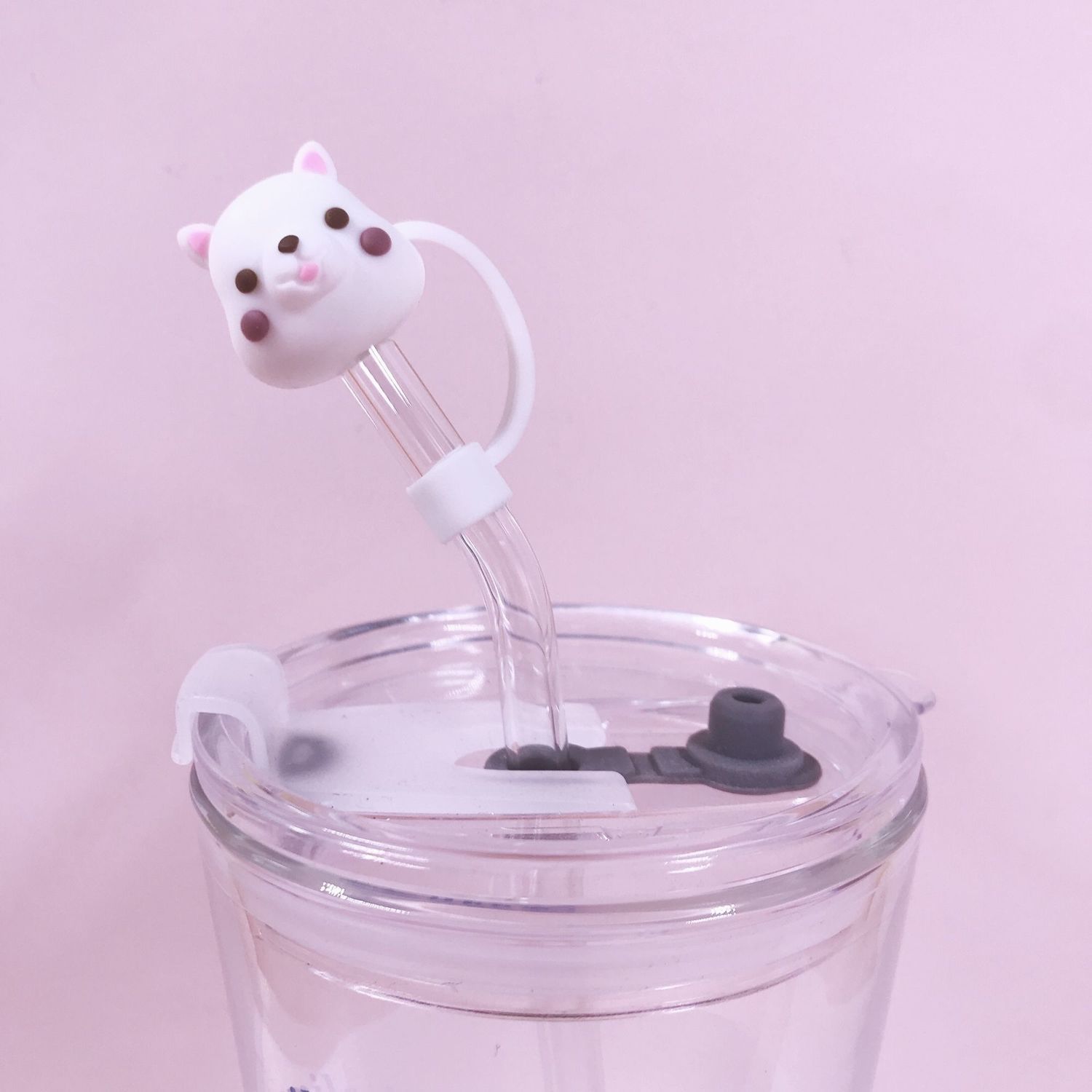 Straw cover net red cherry blossom straw cap lovely girl glass straw plug dust proof silica gel cover Starbuck straw cover