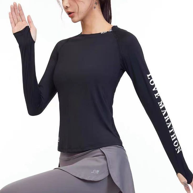 范斯蒂克 瑜伽服女紧身弹力显瘦速干透气健身衣跑步训练运动长袖