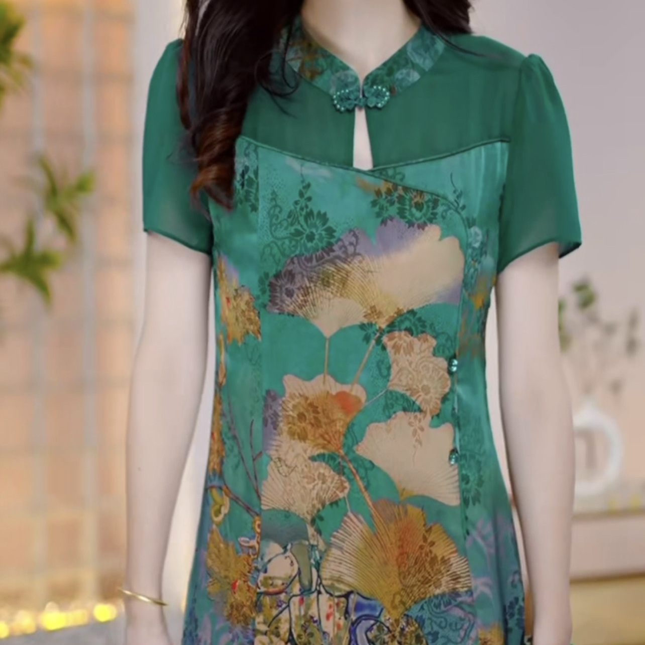 Double-sided jacquard satin improved cheongsam skirt 2023 new women's summer retro style slim fit and expensive wife skirt