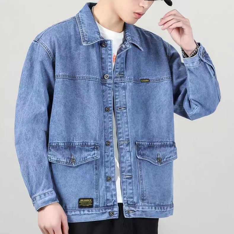 Spring and autumn new multi-pocket men's denim jacket trend casual Japanese trendy brand jacket loose tooling clothes