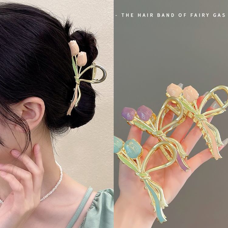 Tulip Clip Metal Shark Clip Girls Hair Clamp Large Hair Volume Large Back of Head High-end Female Hair Clip Hair Accessories