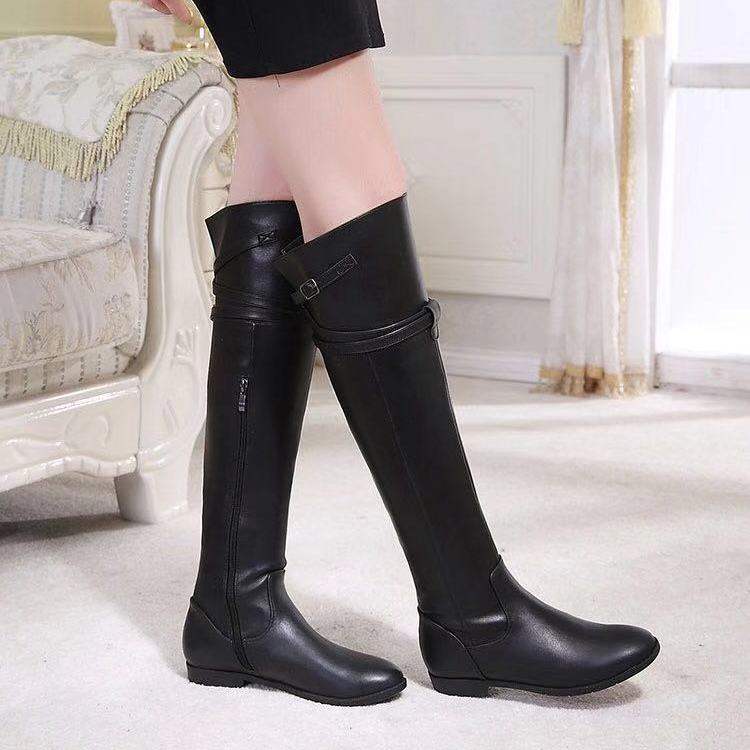 Full leather over the knee boots women's 2022 new autumn and winter leather flat bottom flat heel women's boots low heel boots