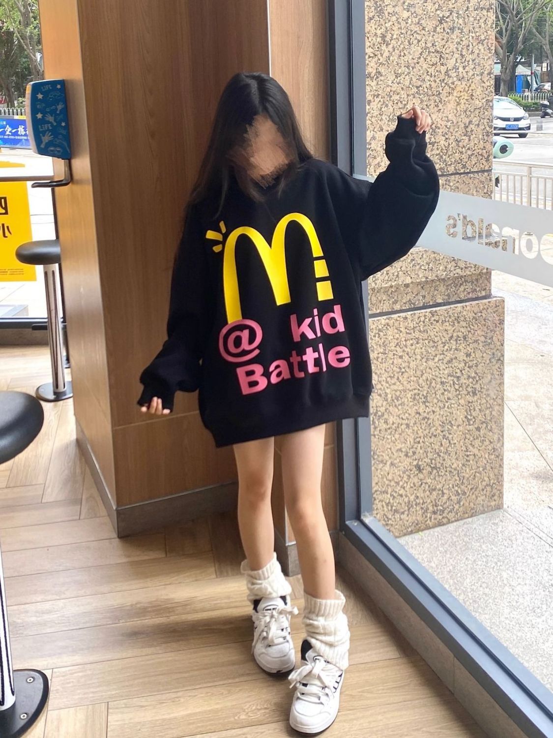 National trend American retro McDonald's letter printed hooded sweatshirt for women autumn and winter new loose heavy cotton jacket