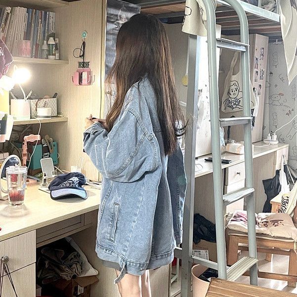 2022 new denim jacket women's loose retro bf lazy style Korean style design sense niche all-match top trend