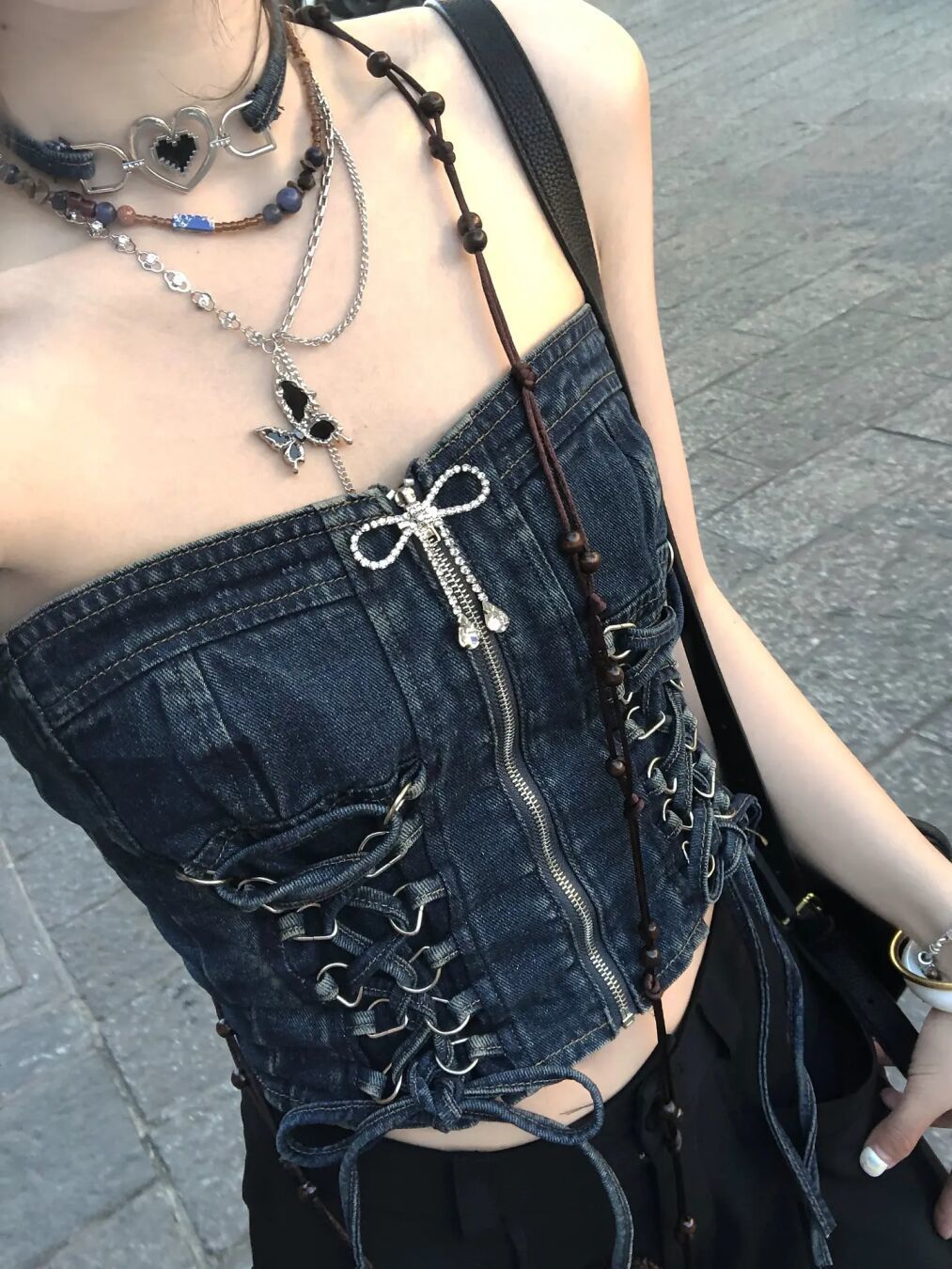 Lace-waist tube top for women 2023 new American retro hottie design slim-fitting short chest-wrapped top
