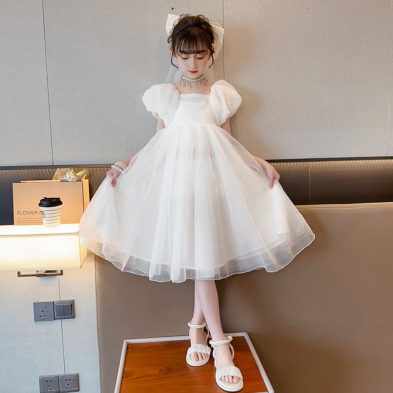 Girls dress children's birthday princess dress tutu skirt summer flower girl wedding dress girl host piano performance costume