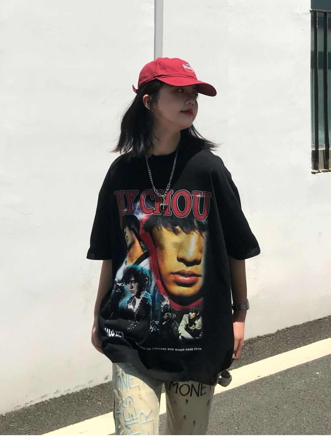 重磅純棉短袖t恤男女國潮美式復古潮牌周杰倫印花情侶裝夏季上衣