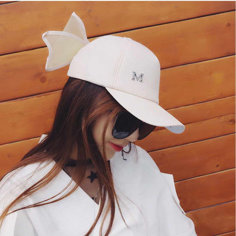 蝴蝶结帽子可可同款鸭舌帽子女夏季韩版百搭防晒遮阳帽学生棒球帽