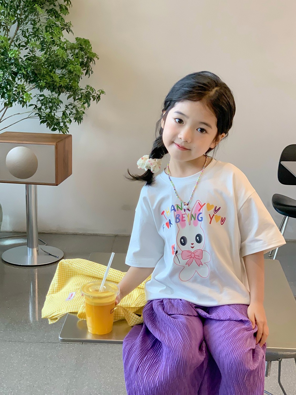 Girls short-sleeved t-shirt  summer new children's Korean version of cartoon printing bottoming baby cotton foreign style top