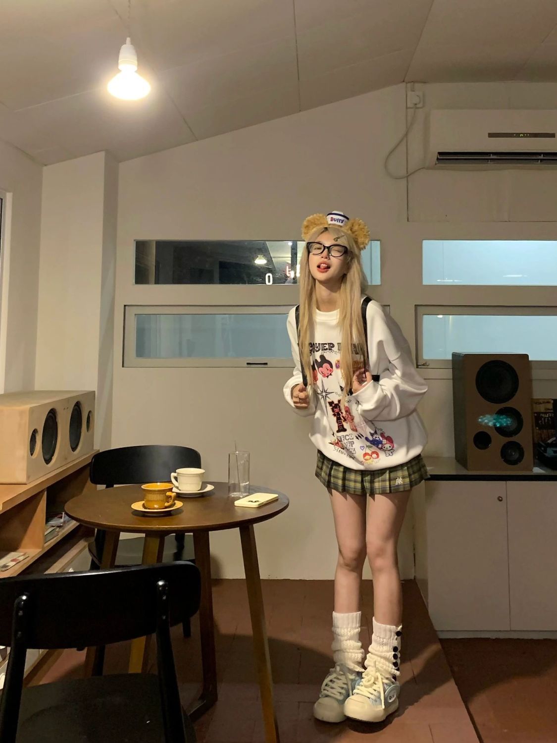 美式hiphop白色卡通字母衛衣女春秋寬鬆oversize別致休閒百搭上衣