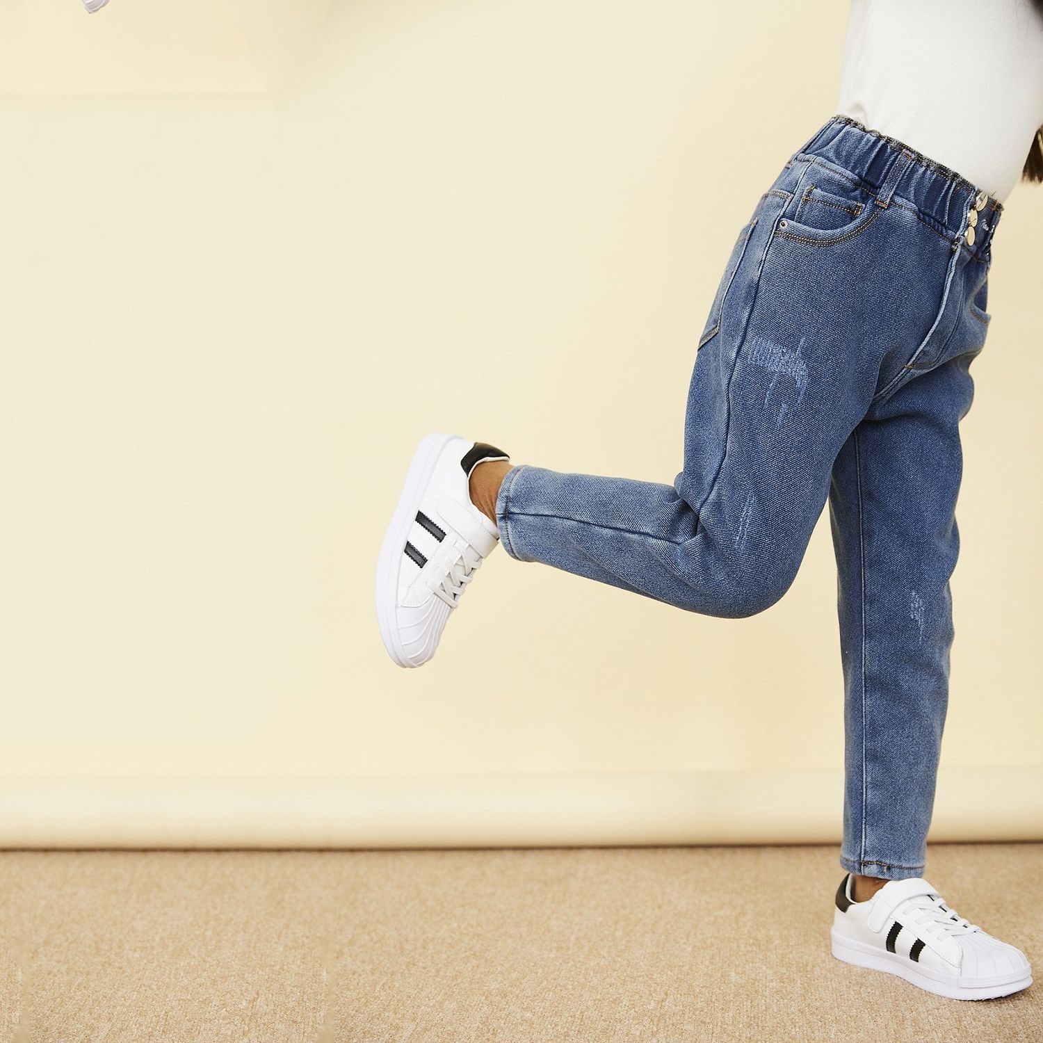 女童裤子加绒加厚打底裤牛仔裤一体绒外穿童装女洋气小学生秋冬新