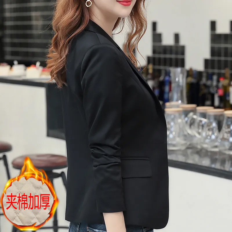 Small suit jacket women's 2020 spring, autumn and summer new short black slimming professional small suit women's long-sleeved all-match