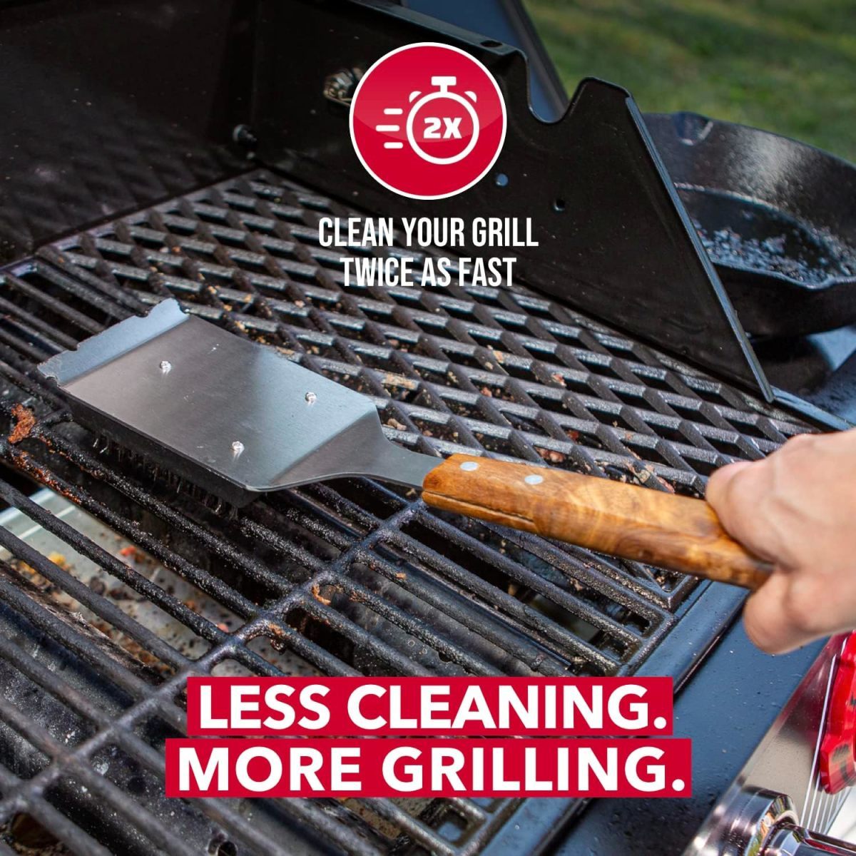 Stainless BBQ Mesh Smoker Grill Cleaning Rust Stain Removal Wooden Handle Copper Steel Wire Brush_voghion.com