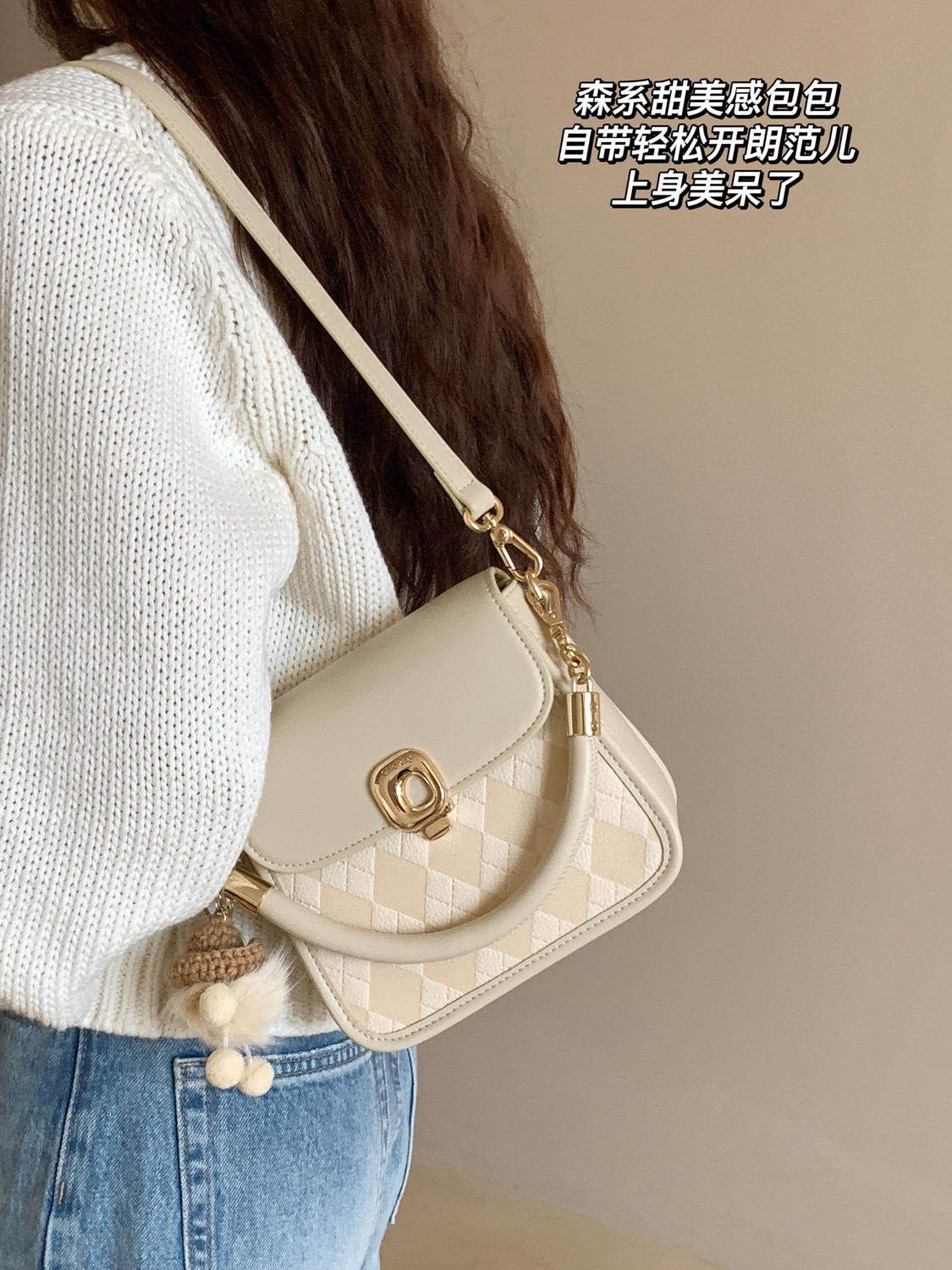 2023新款韓系高級感清甜時光小方包氣質小清新ins風單肩斜挎包女
