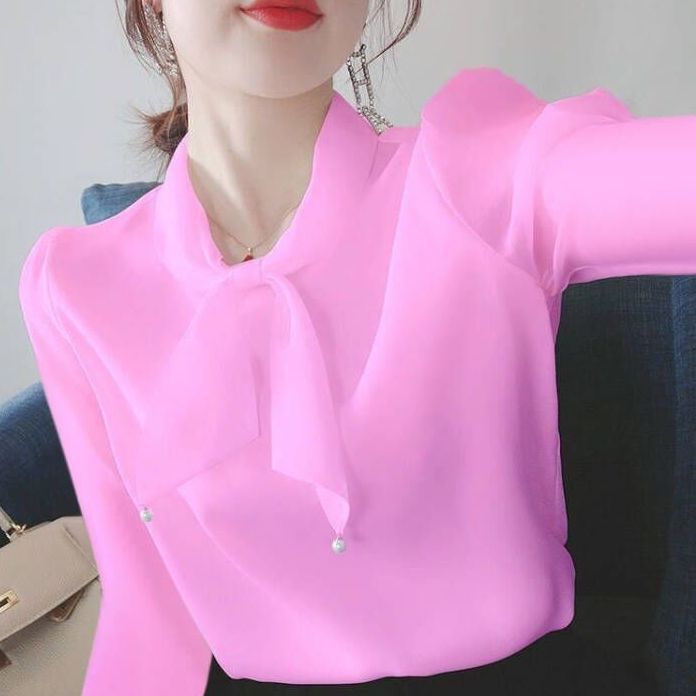 超仙上衣女裝2023年新款春秋打底衫設計感小眾寬鬆襯衫長袖雪紡衫
