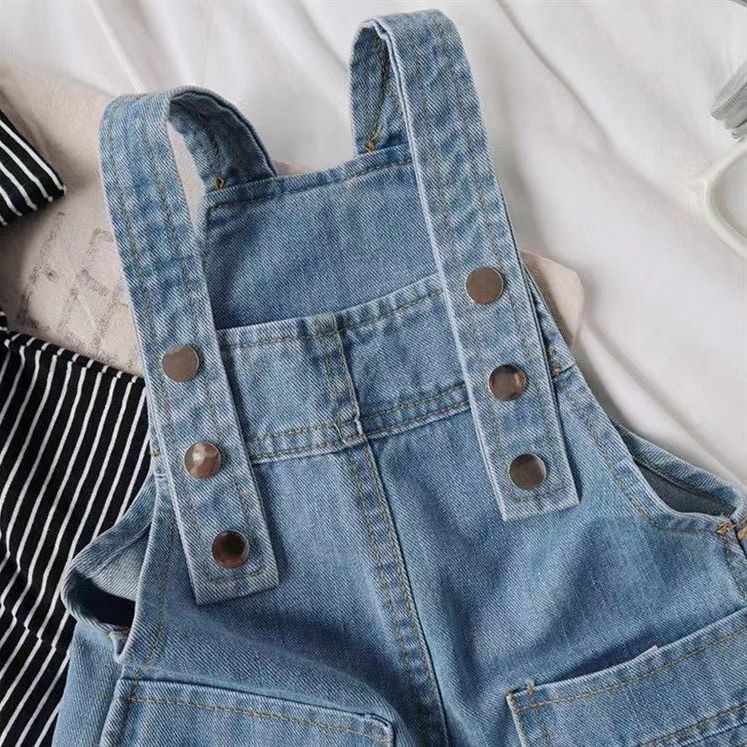 Children's clothing children's denim overalls shorts 2023 spring and summer new male and female baby Korean version casual foreign style pants
