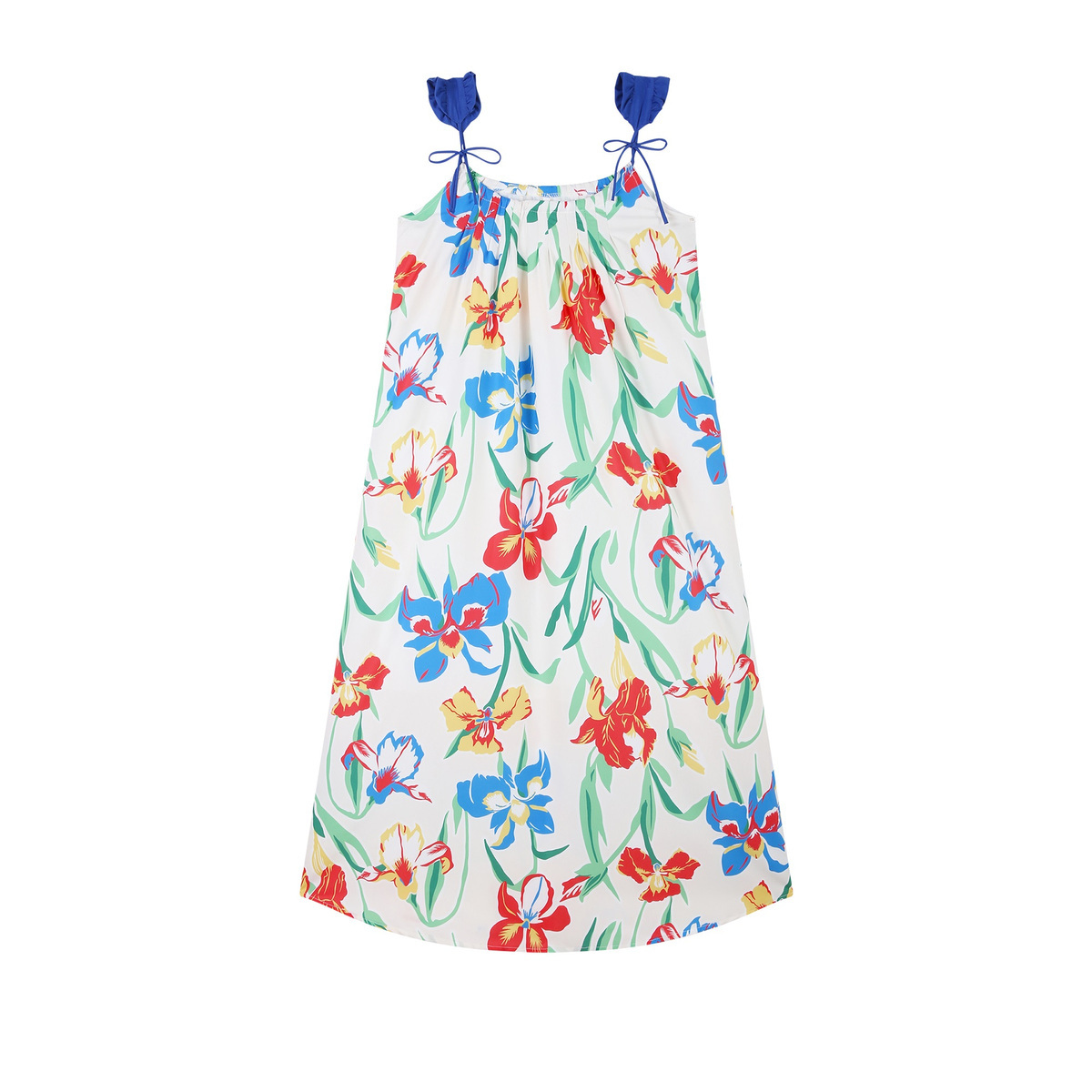 Xiaozi flower-color suspender dress retro high-end Hawaiian vacation style sleeveless skirt Sanya beach skirt