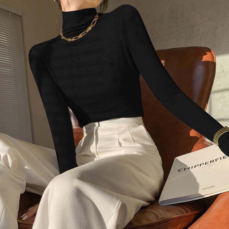 Turtleneck bottoming shirt for women with long-sleeved T-shirt 2023 new spring, autumn and winter versatile slim-fitting fashionable solid color top trend