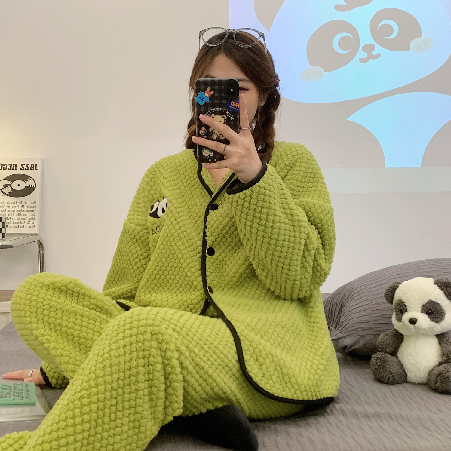 珊瑚絨睡衣女秋冬季加厚加絨學生韓版網紅風爆款法蘭絨家居服套裝