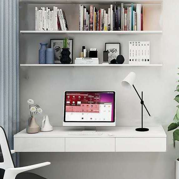 实木轻奢挂墙书桌现代简约壁挂式梳妆台挂墙学习桌卧室悬空电脑桌