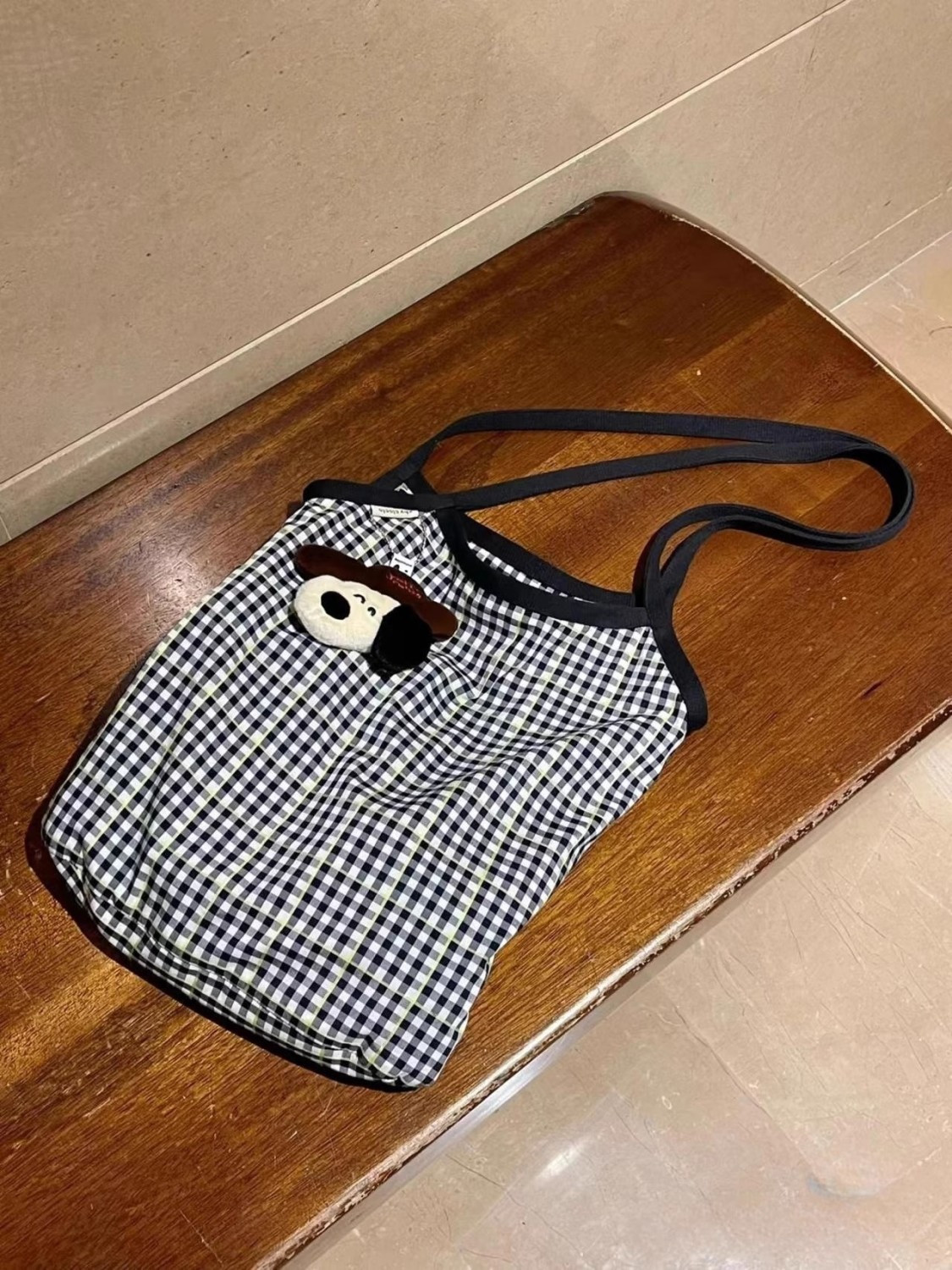 Super Korean style! 2023 new summer style retro large-capacity plaid shoulder bag women’s canvas shopping bag tote bag