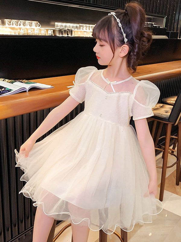 Girls dress princess dress flower girl wedding little girl birthday 2023 new costumes children's host dress