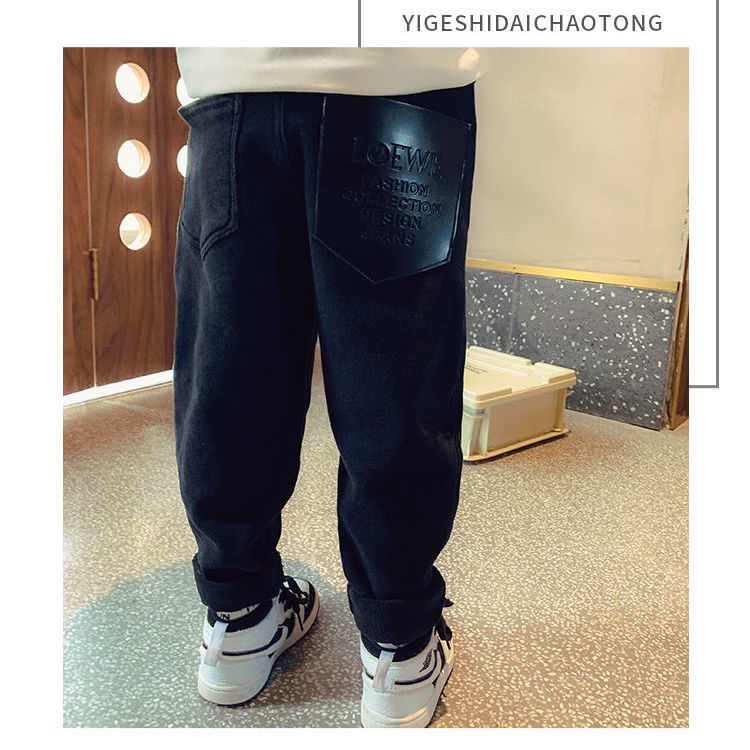 Children's wear boys' Plush pants autumn and winter new winter clothes in 2020