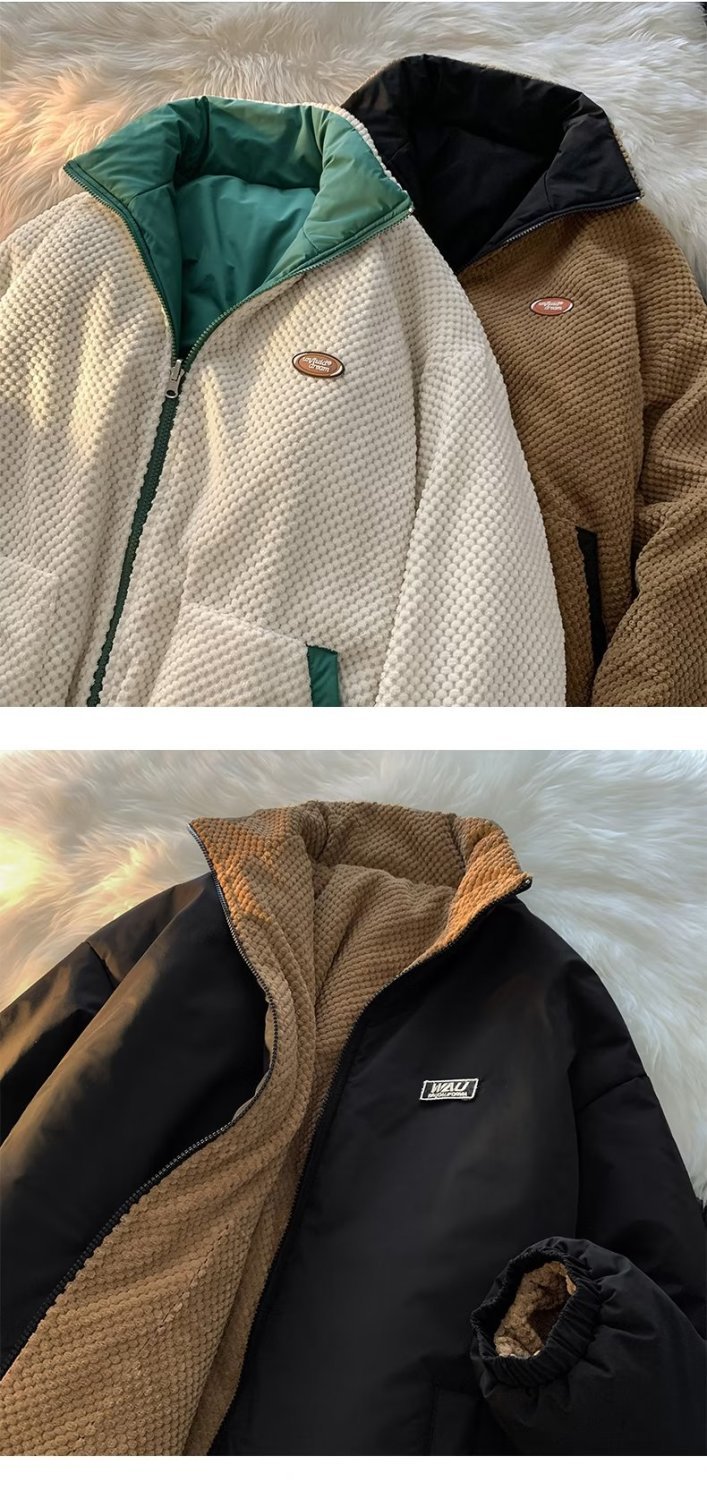 Wearing both sides of winter men's thickened insulation, standing collar, ethnic style cotton jacket,_voghion.com
