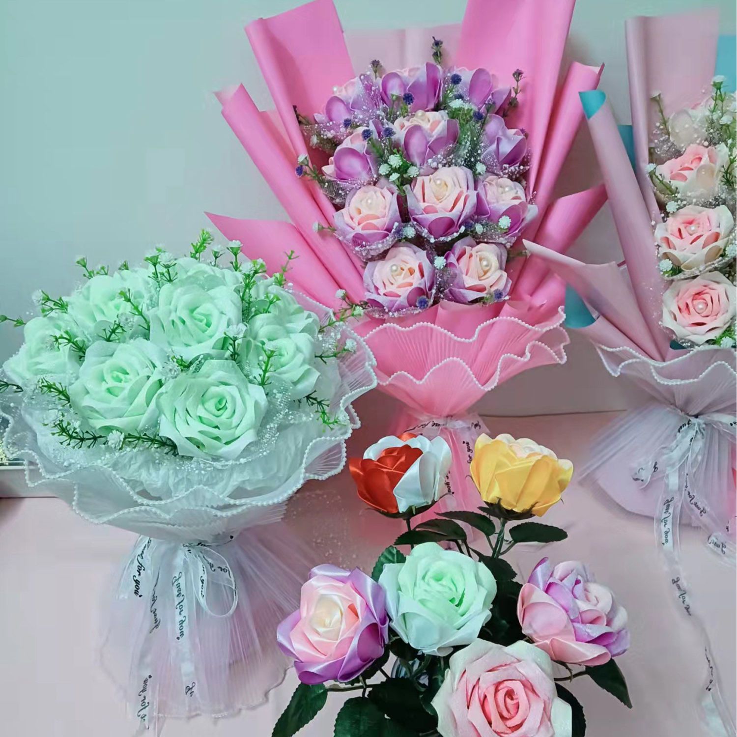 丝带 彩带玫瑰花 简单手工花diy材料包