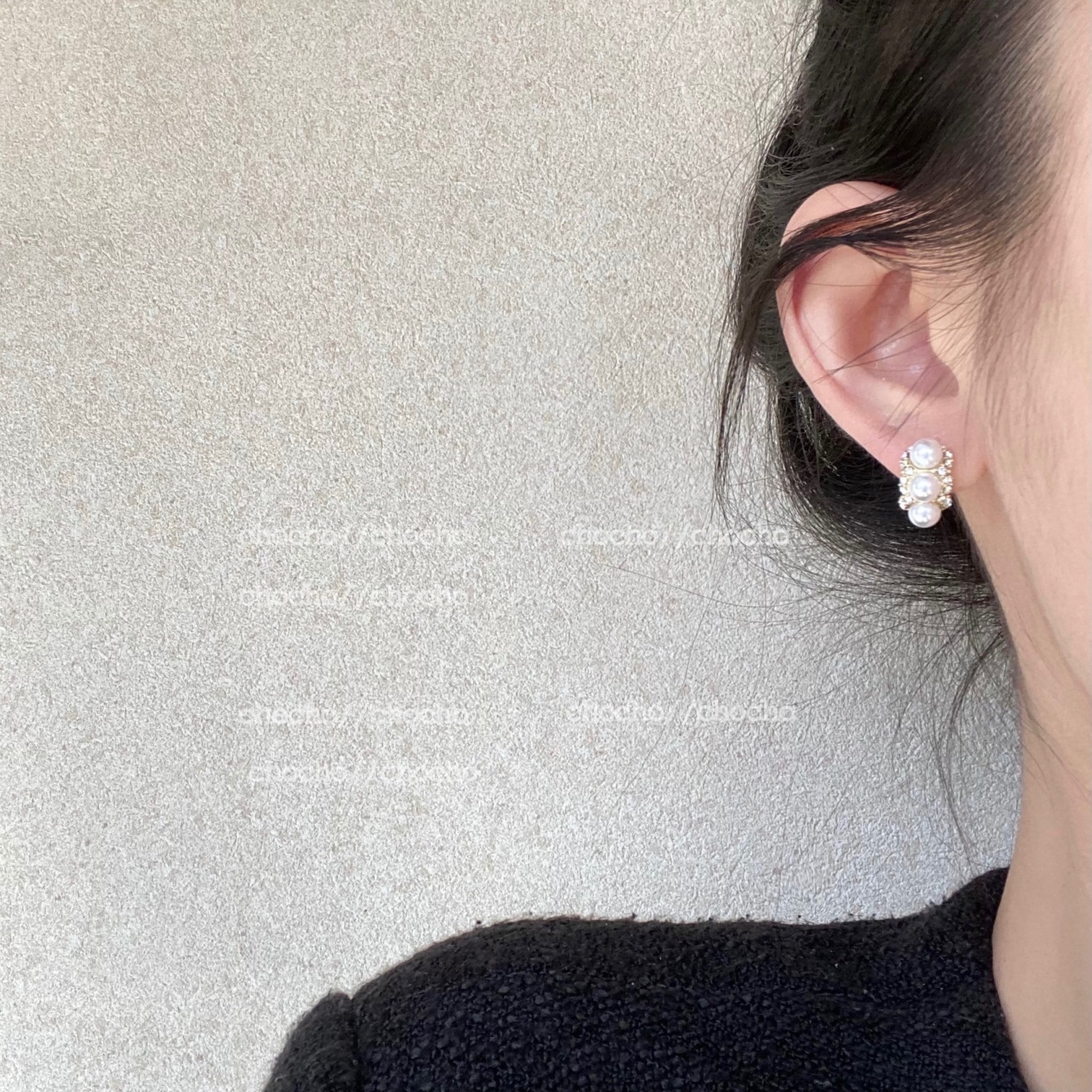 S925银针杜洛珍珠白精致高级感复古小众设计感法式珍珠耳钉耳饰女