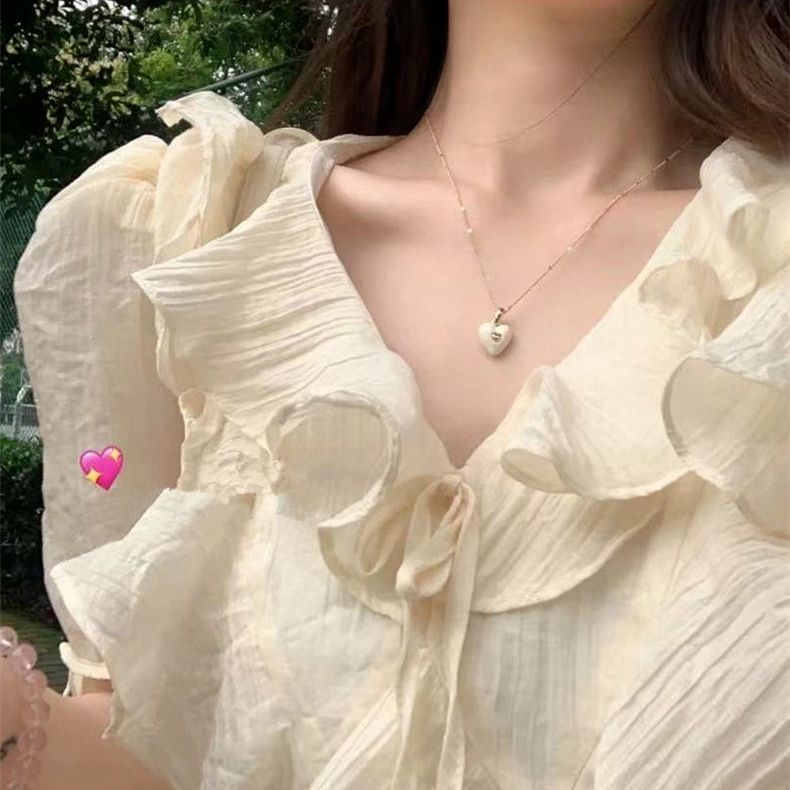  Summer New Gentle Wind Tea Break French Dress Women's Waist Slimming Falbala Ties Fairy Long Dress