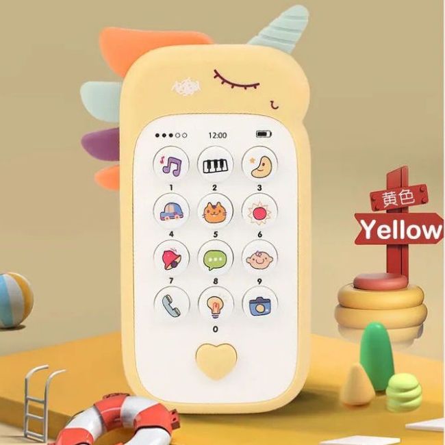 婴儿可咬牙胶宝宝仿真手机幼儿音乐玩具早教益智故事机充电电话机