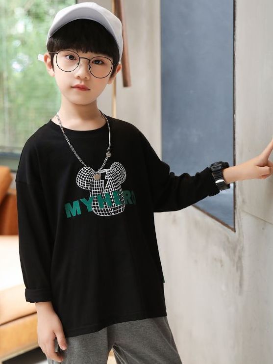 Children's clothing boys long-sleeved T-shirt spring and autumn new children's bottoming shirt middle and big children's top trend 2023 new trend shirt