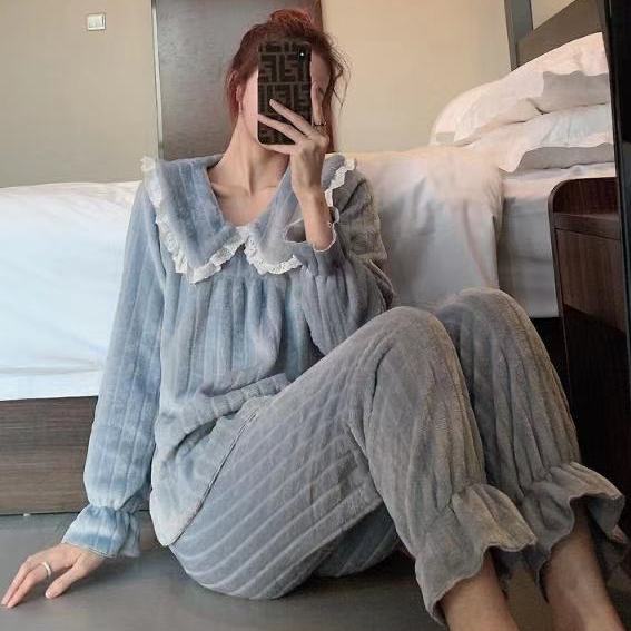 珊瑚絨睡衣女裝秋冬季韓版新款加厚長袖甜美法蘭絨家居服保暖套裝
