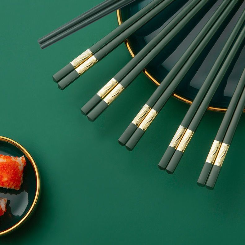 双枪合金筷子家用耐高温筷子不易发霉抗菌网红一人一筷防滑高级筷