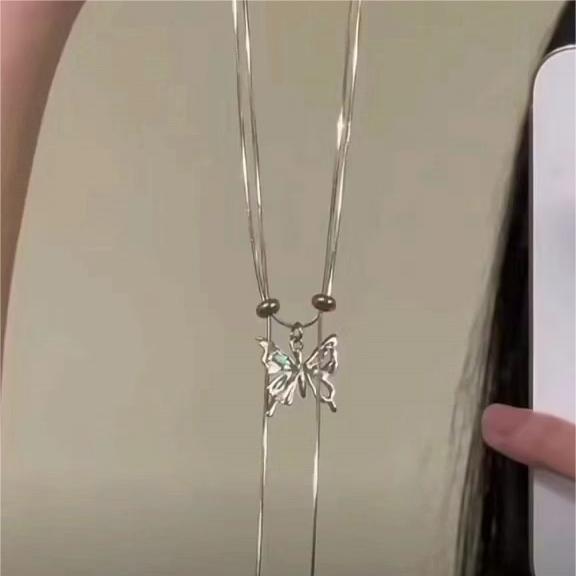 小紅書同款抽拉繩蝴蝶項鍊女ins小眾高級感溫柔仙氣酷潮辣妹甜酷