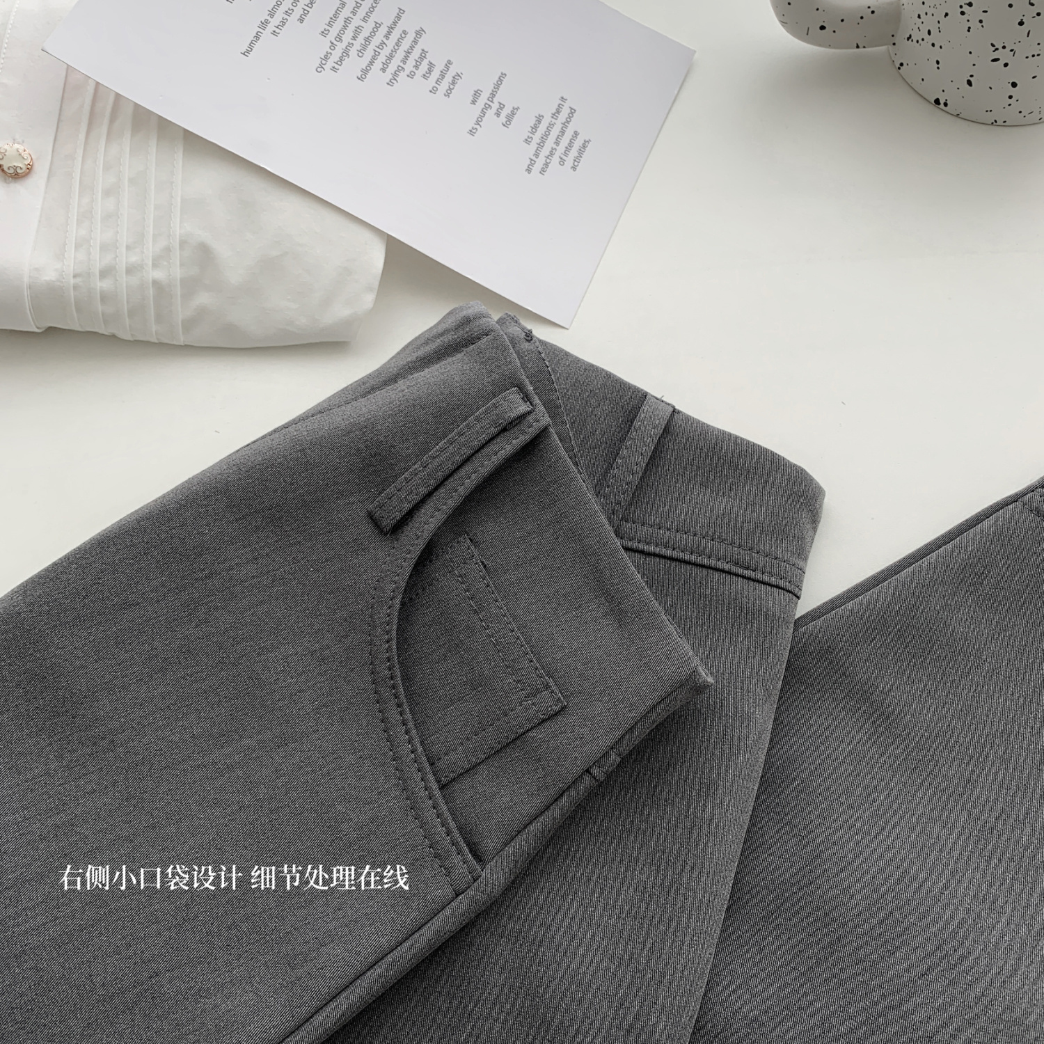 Grey suit A-line half length skirt  summer new high waisted anti glare skirt with versatile crotch blocking and slimming short skirt