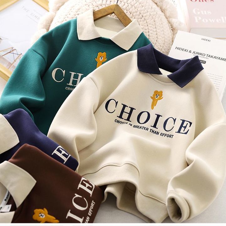 Boys polo shirt sweatshirt spring and autumn children's autumn new style medium and large children's lapel fashion bottoming shirt boy's top