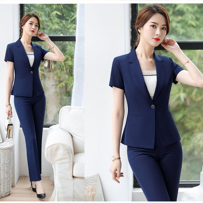 Summer thin short-sleeved small suit women's jacket self-cultivation professional women's suit pure black OL formal suit short section
