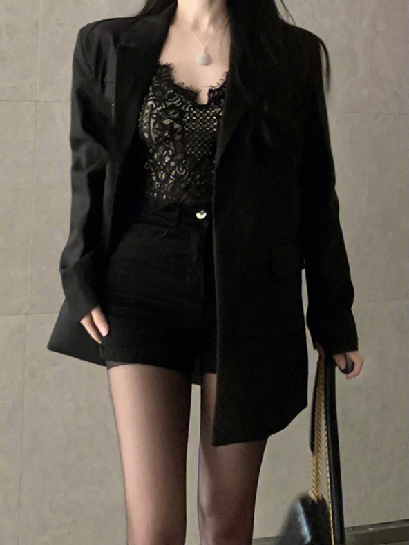 Spring and Autumn New Casual Slim Black Suit Jacket Women's Small High-end Design Fashionable and Versatile Suit