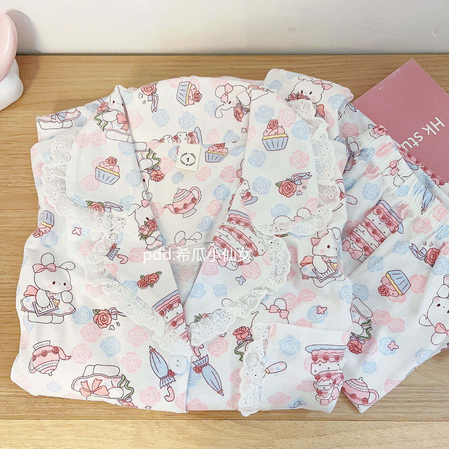 可愛兔子睡衣女夏季天新款短袖花邊ins風日系學生家居服套裝外穿