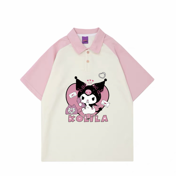OLUX Japanese cartoon fun Kuromi short-sleeved T-shirt summer new 100% cotton loose versatile top ins