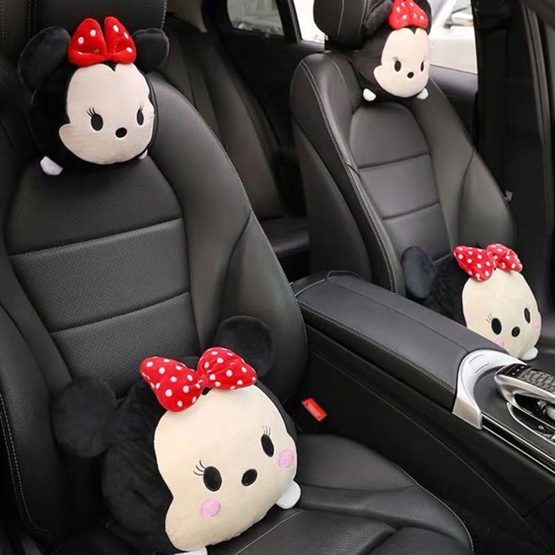 Cartoon Mickey Minnie purse egg car headrest neck pillow pillow cute car lumbar seat pillow cushion