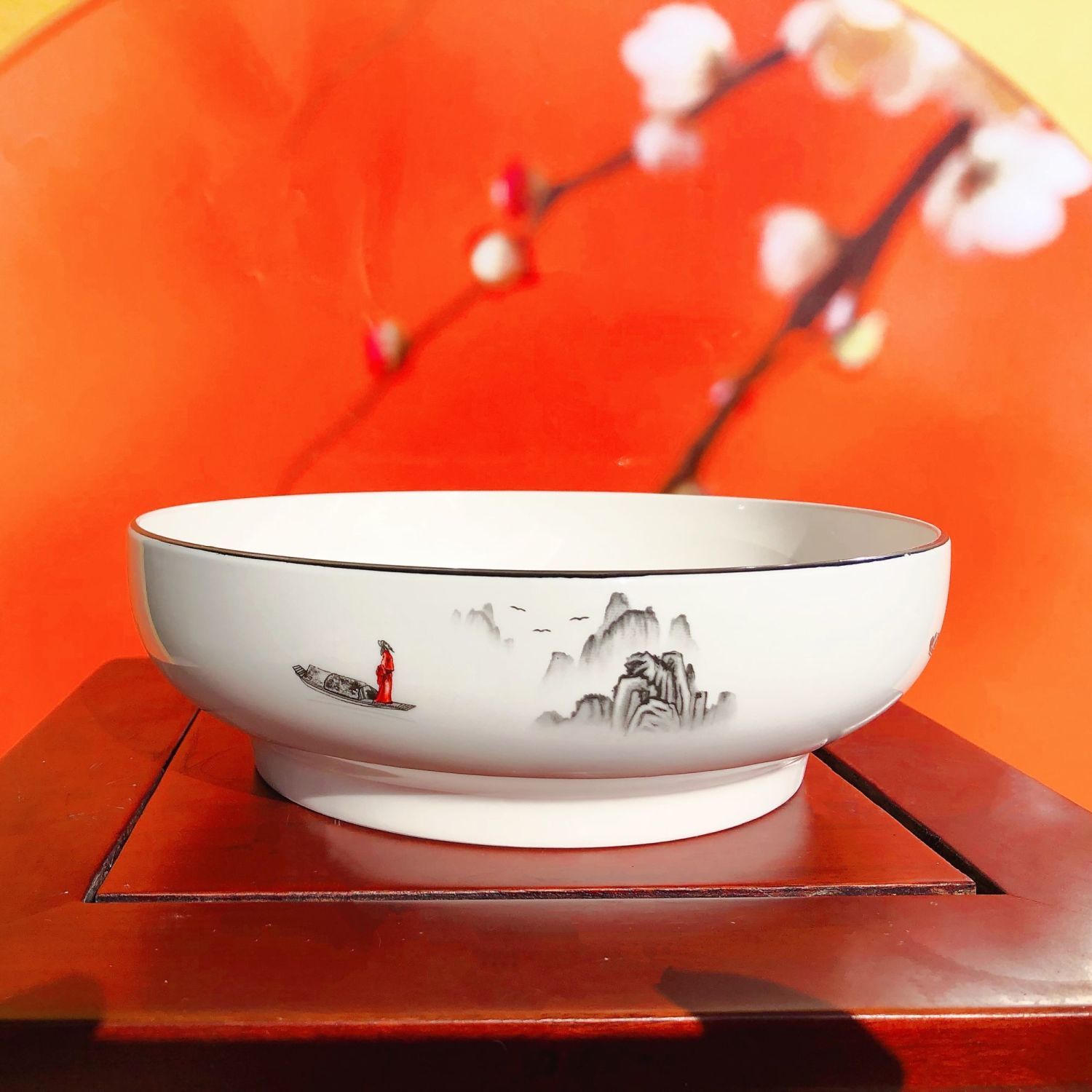 Pure white soup bowl household extra large soup basin creative pickled cabbage fish bowl large basin large size noodles bowl tableware ceramic bowl