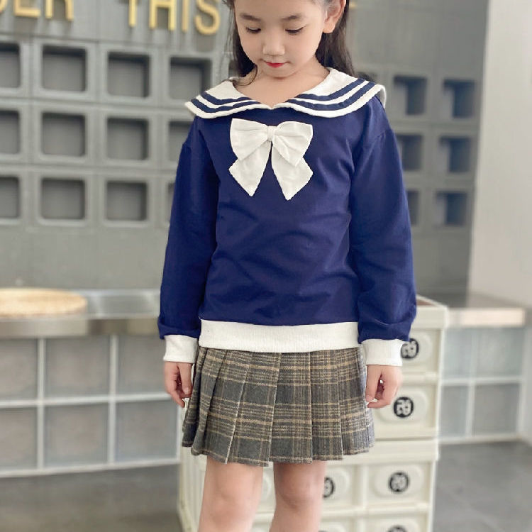 Girls' skirt autumn and winter all-match elastic waist children's winter foreign style college style pleated skirt woolen short skirt