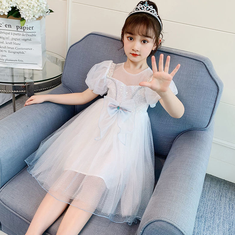 女童連衣裙夏裝2023新款洋氣小女孩網紗裙夏季愛莎裙子兒童公主裙